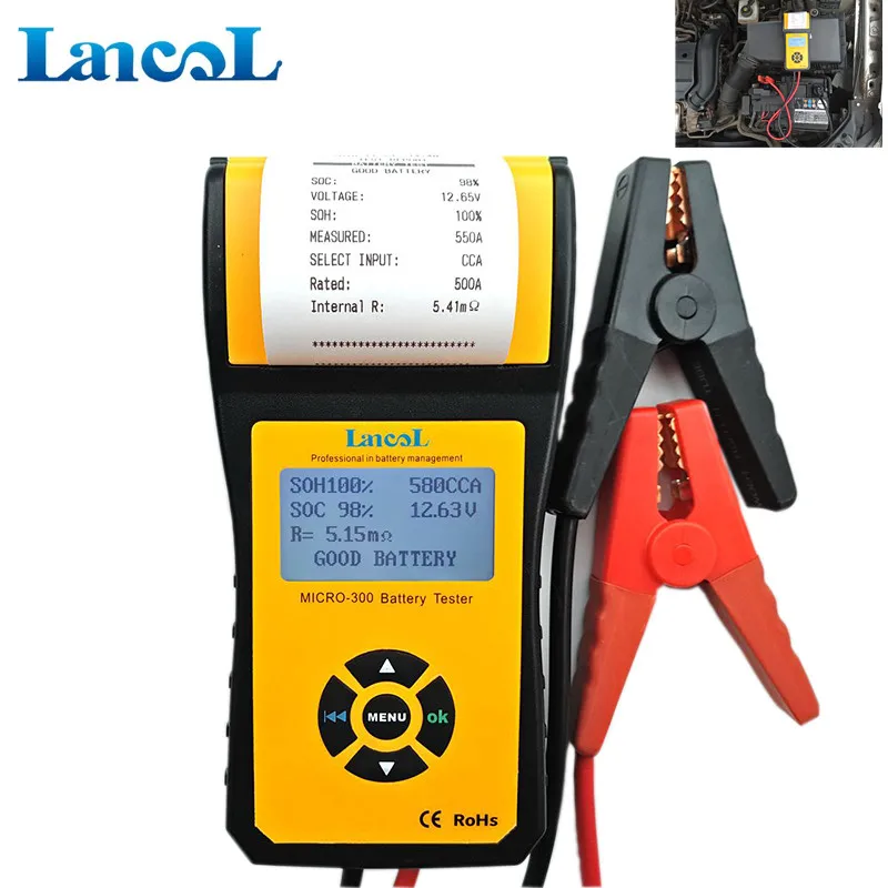 Buy Car Battery Tester Auto CCA Battery Analyzer with Thermal printer MICRO 300