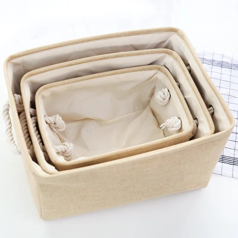 الكتان نسيج الملابس لعبة تخزين مربع مع مقبض للطي الغسيل سلة التخزين حجرة منظم أشتات فرز مربع المنزلية