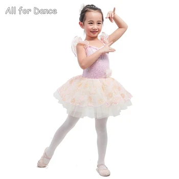 

New Design Pink Sequin Spandex Bodice Dance Costume For Little Ballerina Stage Performance Dance Tutu