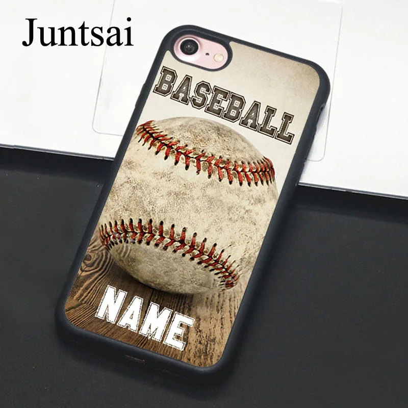 Juntsai PERSONALIZE NAME VINTAGE BASEBALL Cases for iphone 5 5s SE 6 6s 7 8 Plus X Hard Back Cover Case Coque For iphone 7 Plus