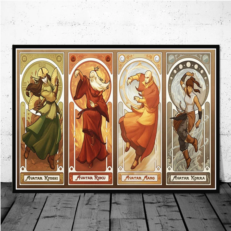 Oil Painting Art Poster Prints Avatar The Last Airbender Japan Anime World Map Canvas Wall Pictures For Living Room Home Decor|Painting & Calligraphy| - Aliexpress