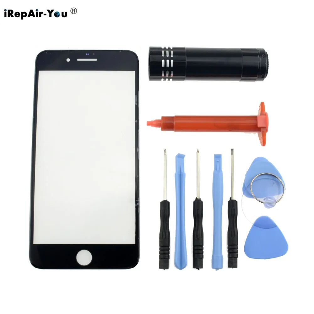 

New Front Glass Lens Screen For iPhone 8 7 plus 6s 6 plus 5 5s Touch Panel Outer Glass Replacement With UV Glue Tools Set