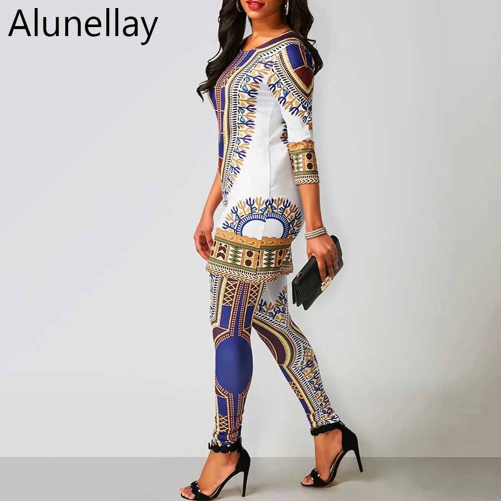 Alunellay Dashiki African Ethnic Sexy Club Rompers Womens Jumpsuits Summer Overalls 2 Pieces Casual Harem Jumpsuit Overalls
