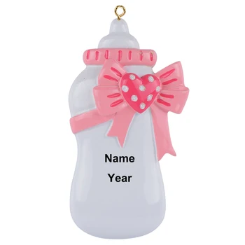 

Baby Bottle Blue Pink Baby First Personalized Hand Painted Diy Polyresin Craft Souvenirs For Holiday Gifts Home Decor