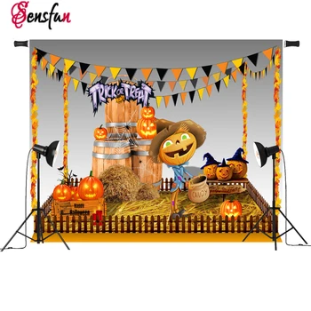 

Sensfun Halloween Cartoon Harvest Pumpkins Photography Backdrops Newborn Baby Flags Photo Backgrounds for Children Studio Props