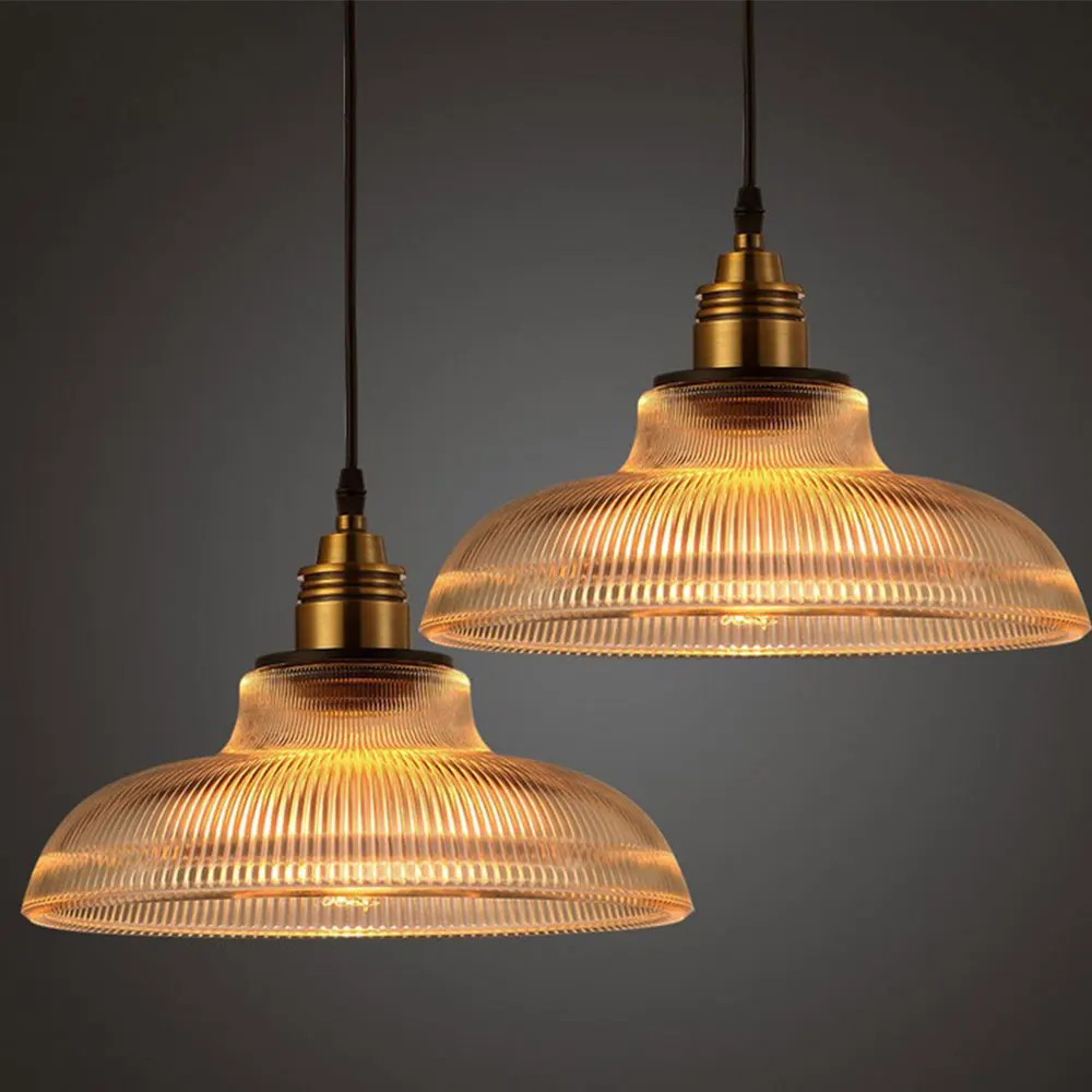 Pendant Lights Pendant Lamp Vintage Pendant Lights American Vintage Stripe Pot Cover Glass Pendant Lights Creative Living Room Lamp Simple Restaurant Bar Lamp LED E27 light