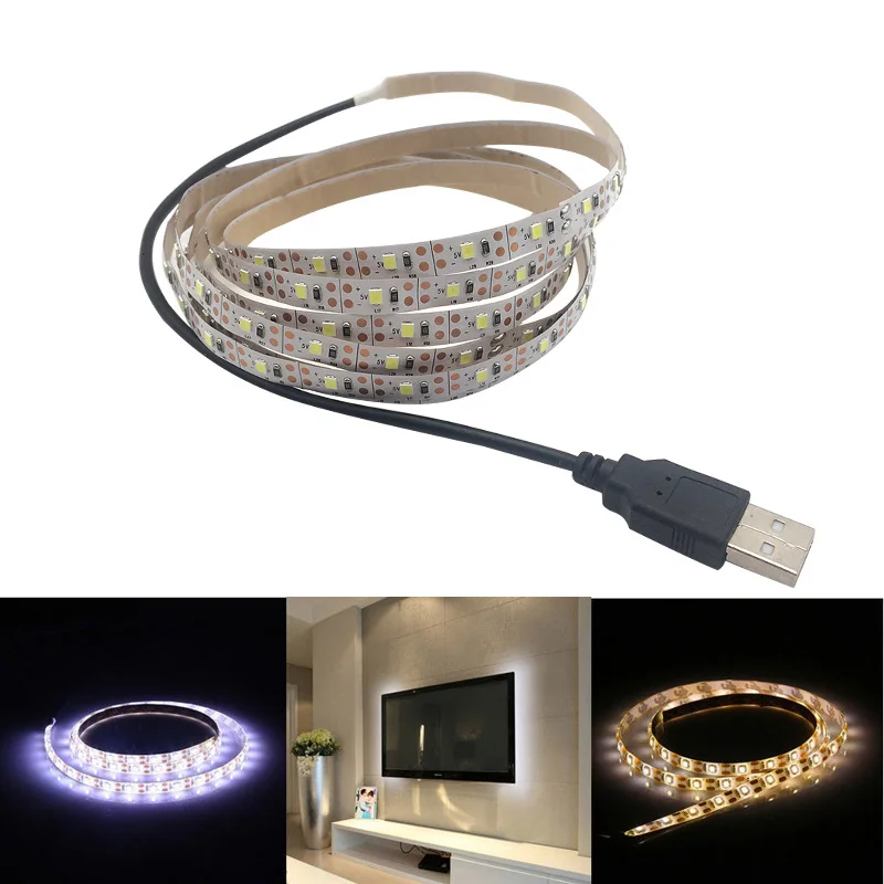 2835 SMD RGB USB зарядное устройство светодиодный ленточный светильник DC 5 в кабель