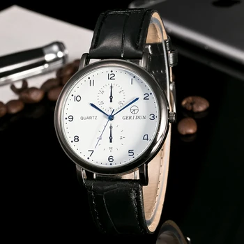 

2017 GERIDUN luxury brand quartz watch Casual Fashion Leather watches Relogio masculino men watch Business Sports Wristwatch