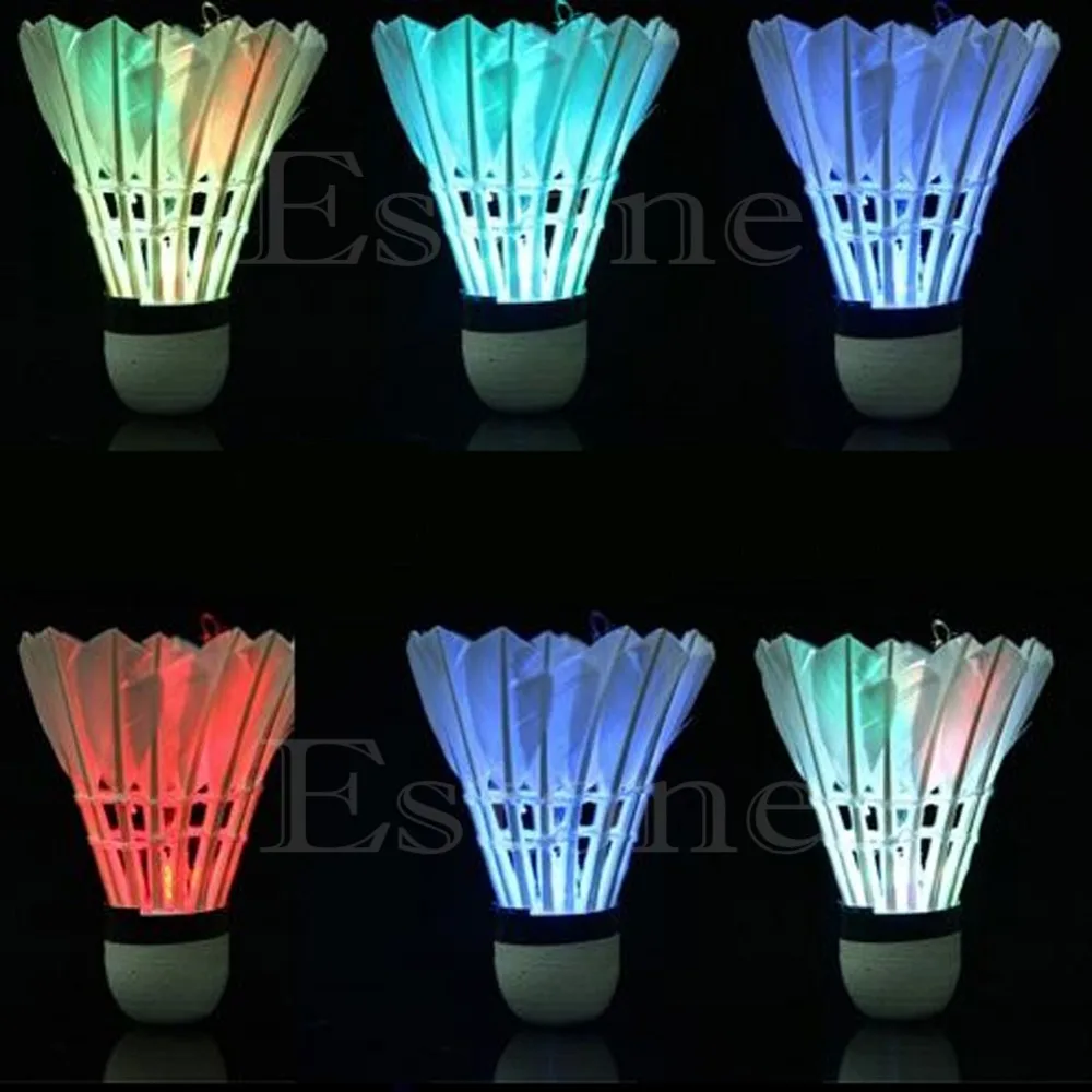 Birdies Lighting Dark Night Colorful LED Badminton Shuttlecock 4 Pcs