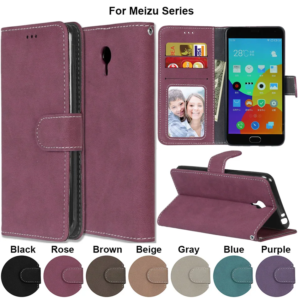 

B84 Matte Solid Color PU Leather Flip Case For Meizu MX5 M575M M575U Meilan 2 M2 Note Blue Charm Note2 Fundas Cover Bag
