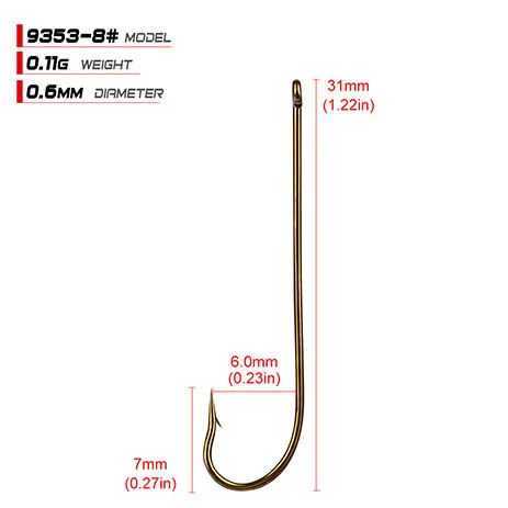 100 шт./лот длинный хвостовик рыболовный крючок FSS9353 - Цвет: 8