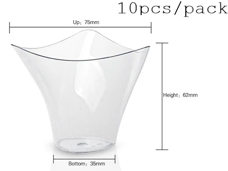 Акция-вечерние поставщики, 45 мл одноразовая пластиковая посуда, 64*50 мм/70 мл прозрачная мини-десертная чашка, 10/упаковка - Цвет: Серебристый