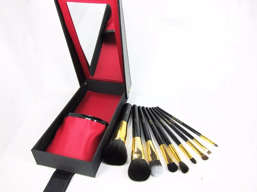 Professional 9Pcs Makeup Brush set Kit Case With Cylinder Case 9 pcs