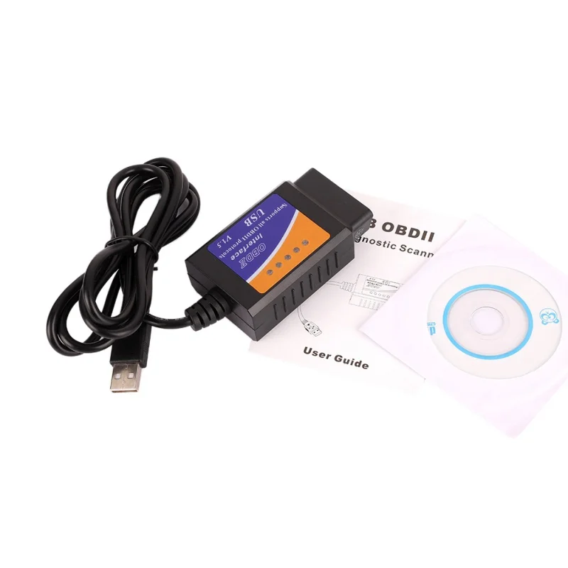 ELM327 USB пластик OBD2 Авто диагностический инструмент версия V1.5 ELM 327 USB интерфейс OBDII CAN-сканер шины с чипом 25K80