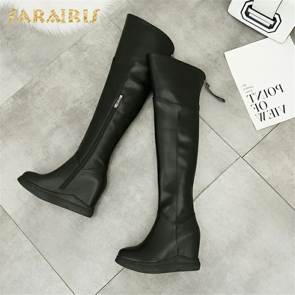 SARAIRIS/; ; Прямая поставка; Лидер продаж; сапоги до колена из коровьей кожи на молнии; женская обувь; теплые плюшевые зимние сапоги для женщин