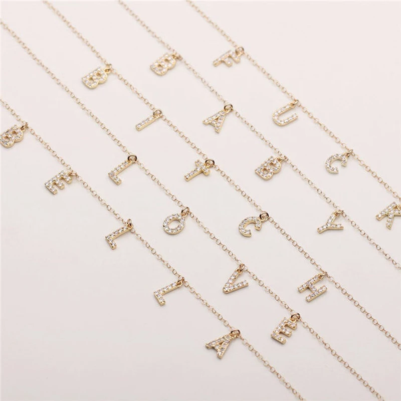 Lateefah персонализированное имя ожерелье на заказ ожерелье с цирконием имя письмо персонализированное ожерелье начальные женские ювелирные изделия, кулон