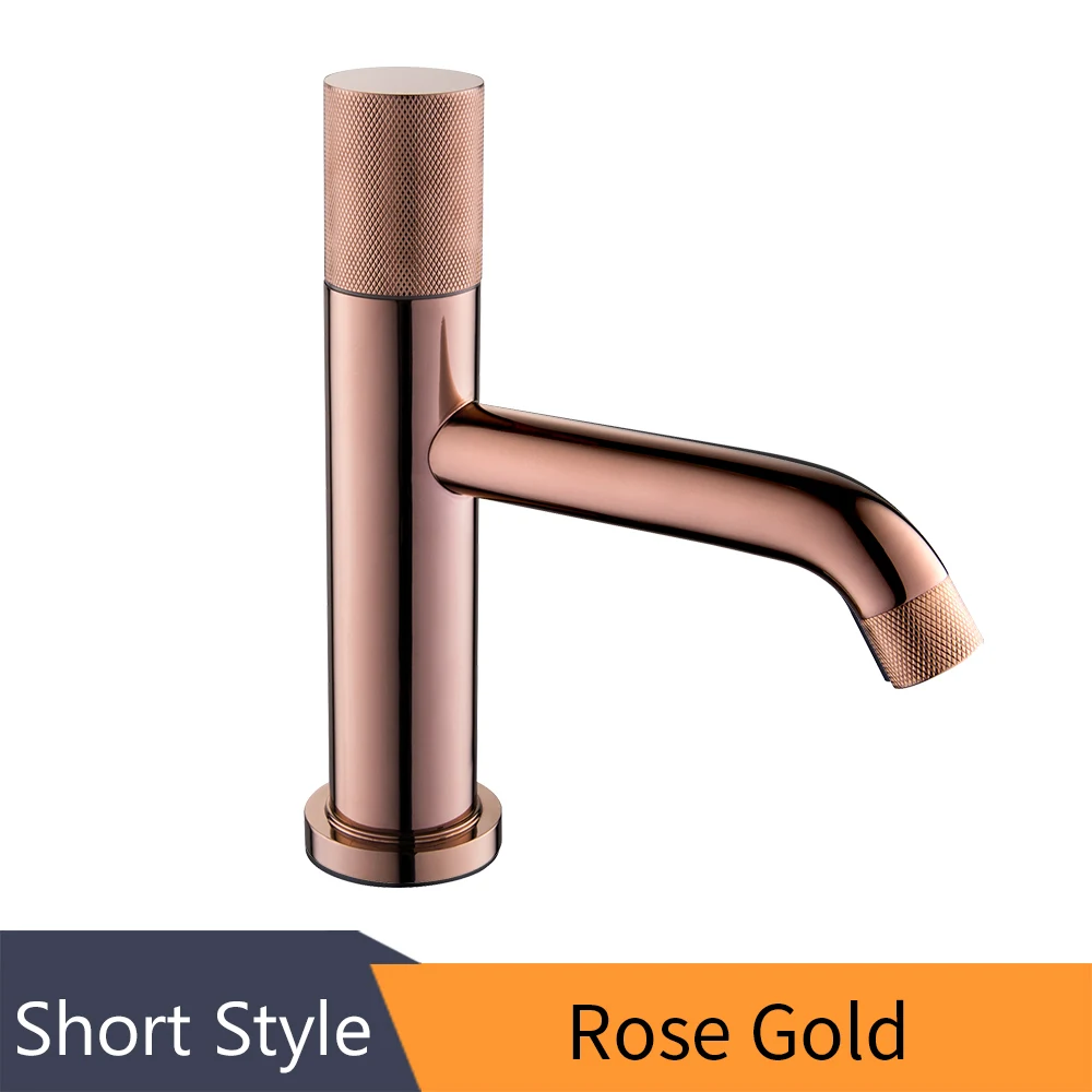 Basin Faucet Retro Black Faucet Taps Bathroom Sink Faucet Single Handle Hole Deck Vintage Wash Hot Cold Mixer Tap Crane 855762 - Цвет: Short Rose Gold