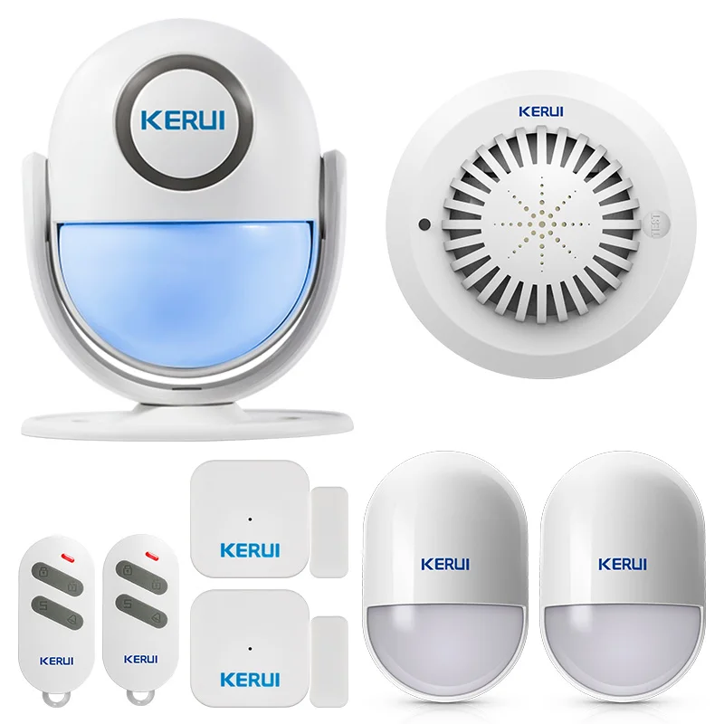 

KERUI WIFI Home Security Alarm Burglar Alarm System IOS/Android App Wireless Control smoke infrared motion sensor door magnet