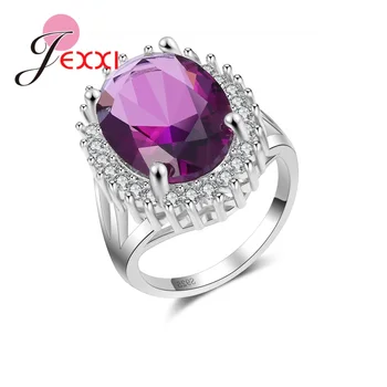 

Wholesale Price 925 Sterling Silver Finger Rings With Purple Cubic Zircon Austrian Crystal Wedding # Engagement Ring