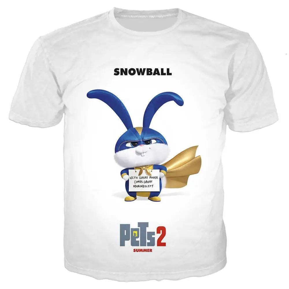 

New Kids t shirts The Secret Life of Pets 3D print tshirt Snowball Cartoon Baby Girl cute Cats Dog tees boy streetwear tops