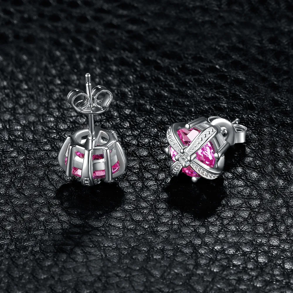 JewelryPalace Crown 5ct розовые сапфировые серьги с цирконием кубической огранки 925 пробы