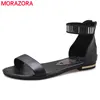 MORAZORA gran tamaño 34-46 nuevas sandalias de cuero genuino sandalias de las mujeres de la cremallera de oro negro blanco casual playa plana sandalias al por mayor ► Foto 1/6