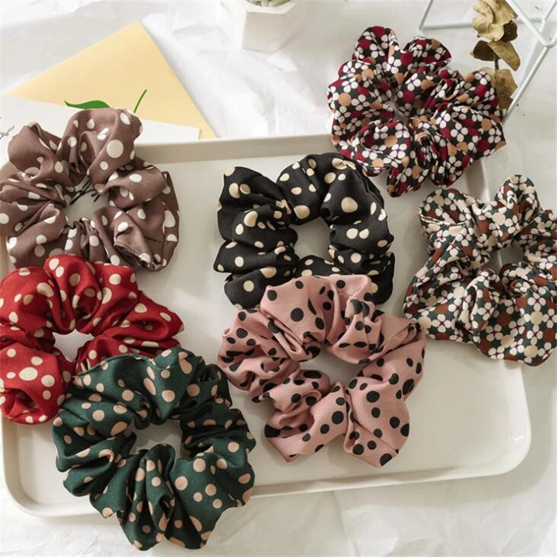 

Fashion Round Women Girls Dot Simple Deign Elastic Hair Bands Headband Scrunchies Women Korean Style Plaid Hair Accessories