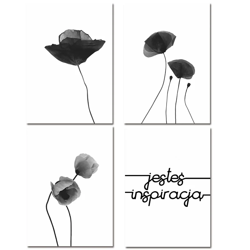

TAAWAA Black and White Poster and Print Minimalist Flower Quote Canvas Painting Nordic Wall Art Picture For Living Room Decor