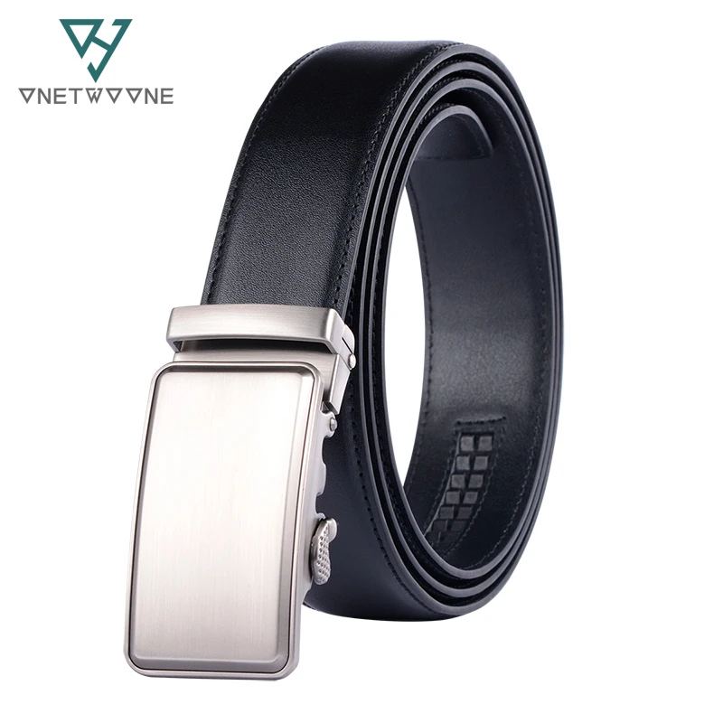 

Men's Belt Cow Leather Belts Brand Fashion Automatic Buckle Black Genuine Leather Belts for Men 3.5cm Width 135cm Adjustable