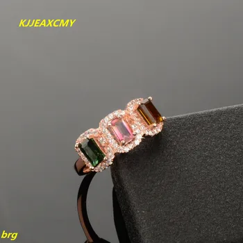 

KJJEAXCMY Fine jewelry Fine Natural Tourmaline Female Ring Princess Square 925 sterling silver inlay