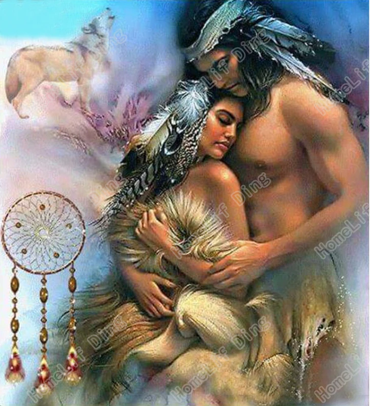 5D Diy Diamond Painting Cross Stitch A Couple&ampWolf 100% Full Round Embroidery Needlework Rhinestone Mosaic Crafts Gifts | Дом и сад