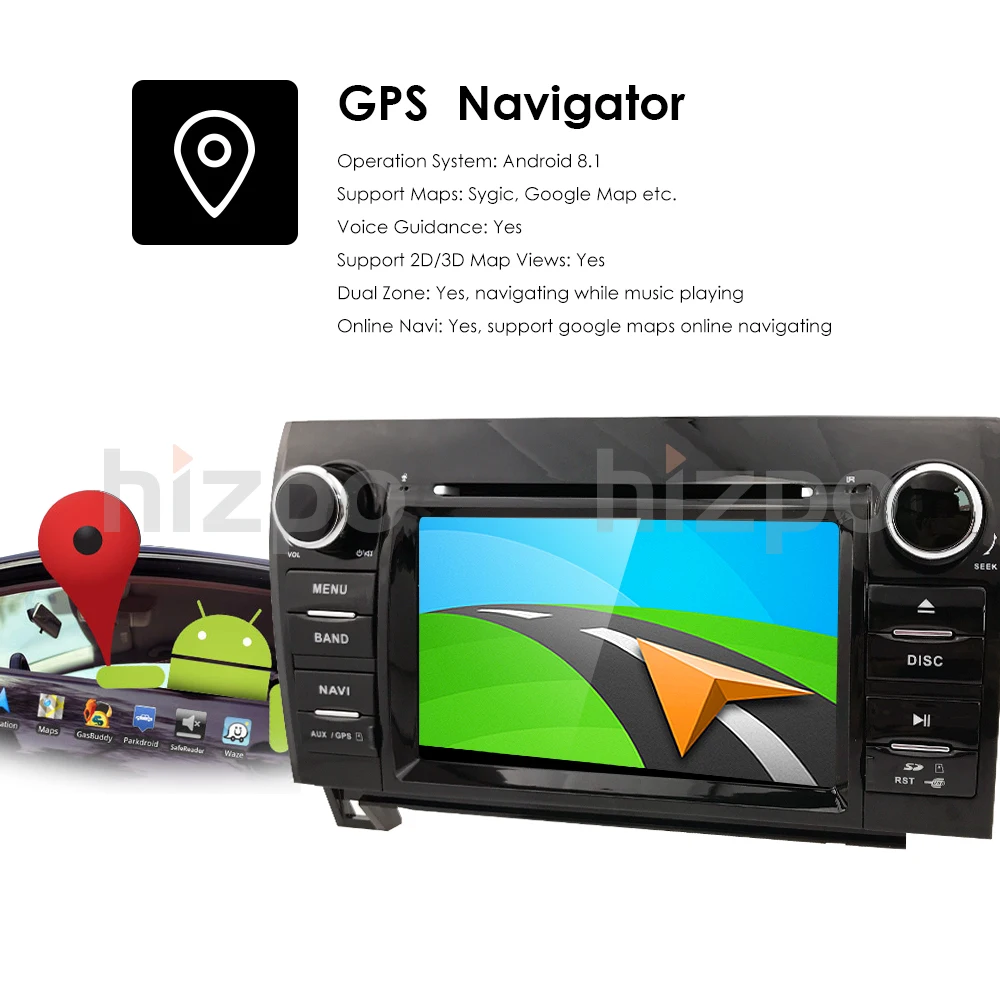 Discount 7 Inch 2 Din HD 1024x600 Quad Core Android 8.1 Car DVD GPS For Toyota Tundra Sequoia 2008-2013 Stereo Radio 4G WiFi OBD DVR DAB+ 19