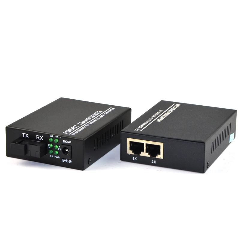 Fast Ethernet Media Converter, Медь к волокна, 2 Порты 10/100 м RJ45 до 1 Порты и разъёмы 100 м SM волокно SC оптический трансивер, 20 км, 1 пара