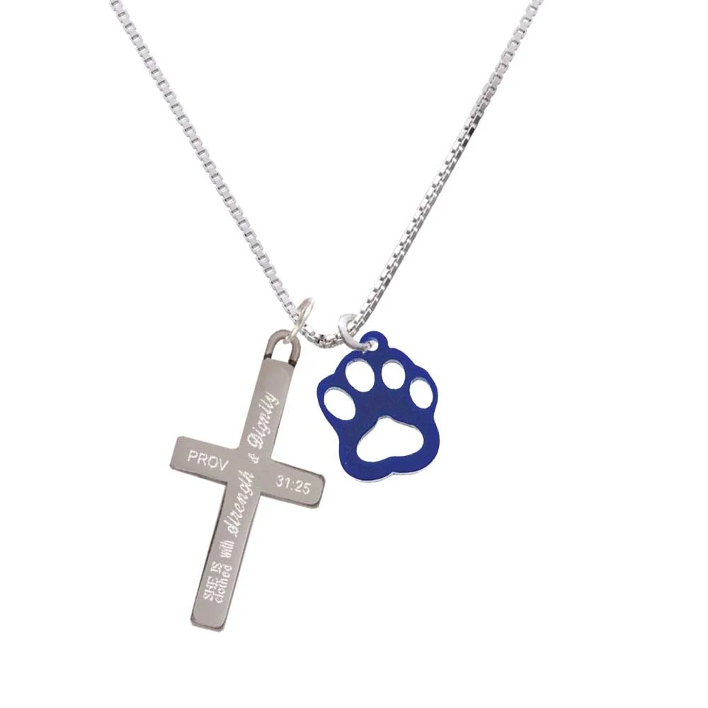 Acrylic Small Paw Navy Blue - Strength and Dignity Cross Necklace | Украшения и аксессуары