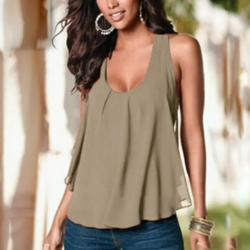 

Women Vest Top Sleeveless Shirts Blouse Casual Loose Tank Tops T-Shirt Plus Size