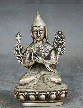 

YM 308 Tibetan Buddhism Temple Fane Silver Evil Guard Je Tsongkhapa Buddha Statue