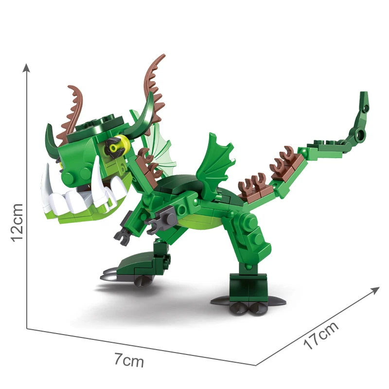 AUSINI зеленый дракон строительные блоки череп солдат фигурки Развивающие игрушки для мальчиков Динозавр Модель Кирпичи дизайнер для детей