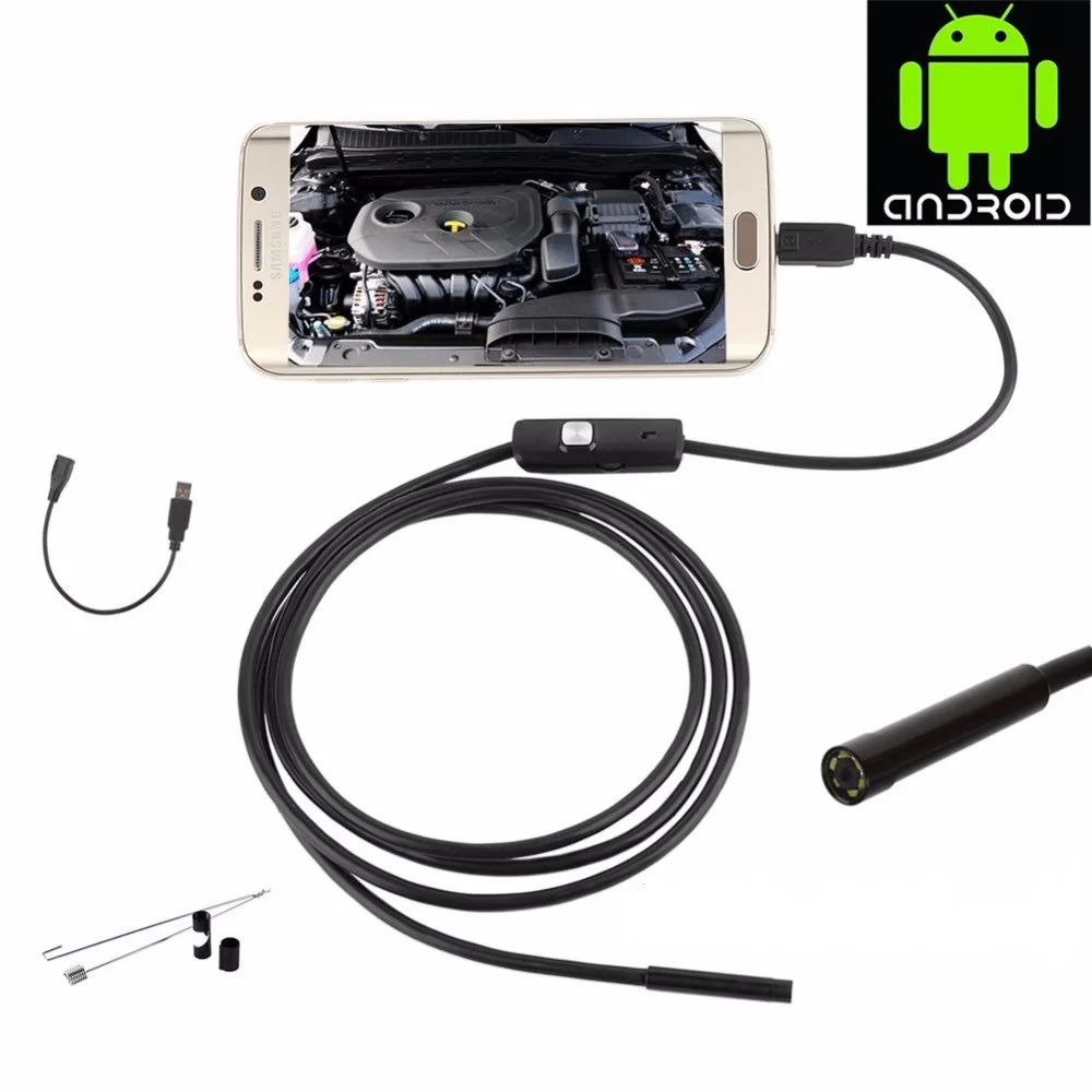

USB Car Endoscope Android 7mm 6 LEDs Waterproof Mini HD Camera Borescope Vedio Cameras Inspection for Phone Laptop Hose Tube