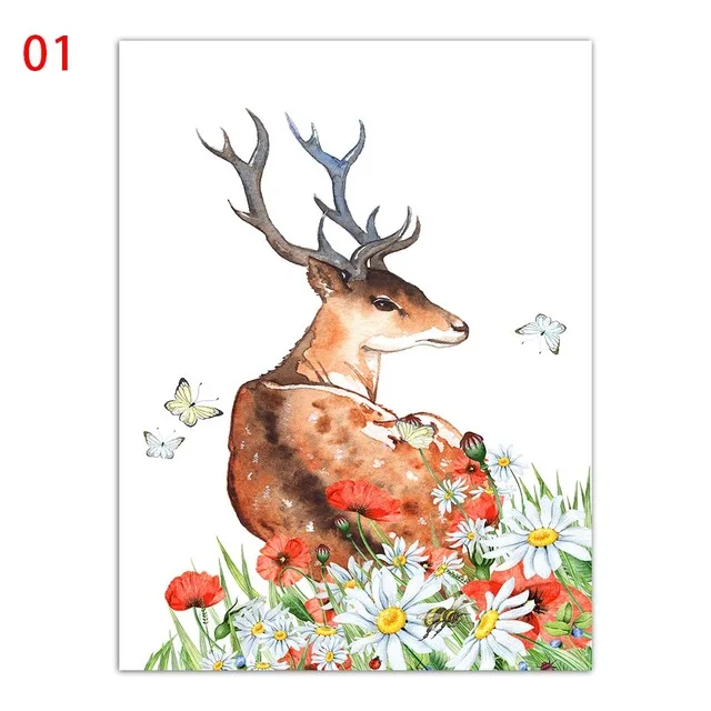 Nordic-Flower-Deer-Poster-Watercolor-Art-Print-Floral-Elk-Wall-Pictures-Canvas-Lotus-Butterfly-Painting-Nursery.jpg_640x640 (1)