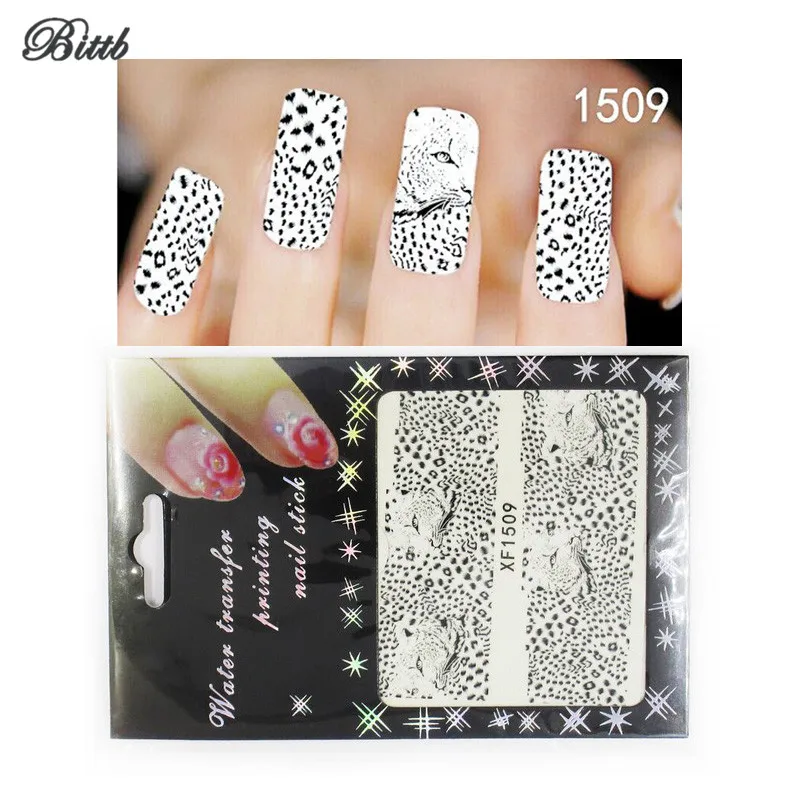 

Bittb 3 Sheets Nail Art Sticker Black White Leopard Skin Fingernail Care Beauty ManicureMakeup Tool Foil Nail Decals