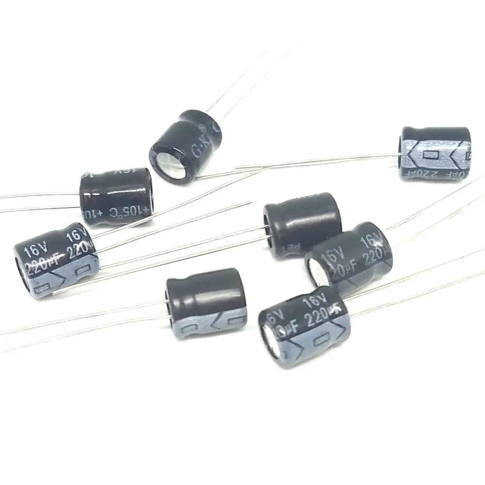 

220uF 16V 220mf 105C 6X7 mm aluminium Electrolytic kapasitor, 16V 220UF radial memimpin 10 pcs IC ...