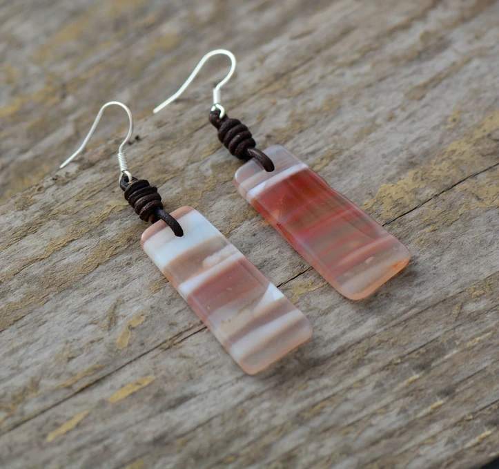 

Luxury Earrings Natural Onyx Vintage Leather Bohemia Earrings Native Inspired Designer Drop Earrings Jewelry Dropship