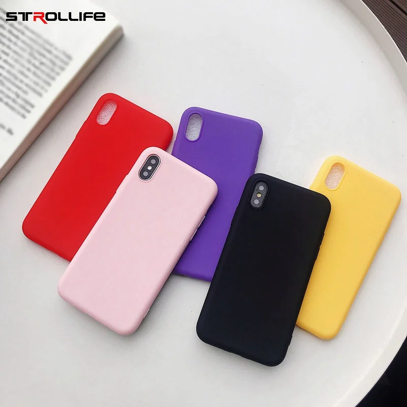 STROLLIFE чехол для телефона ярких цветов iPhone XS Max XR простой розовый iphone 8 6s 7 Plus Мягкий