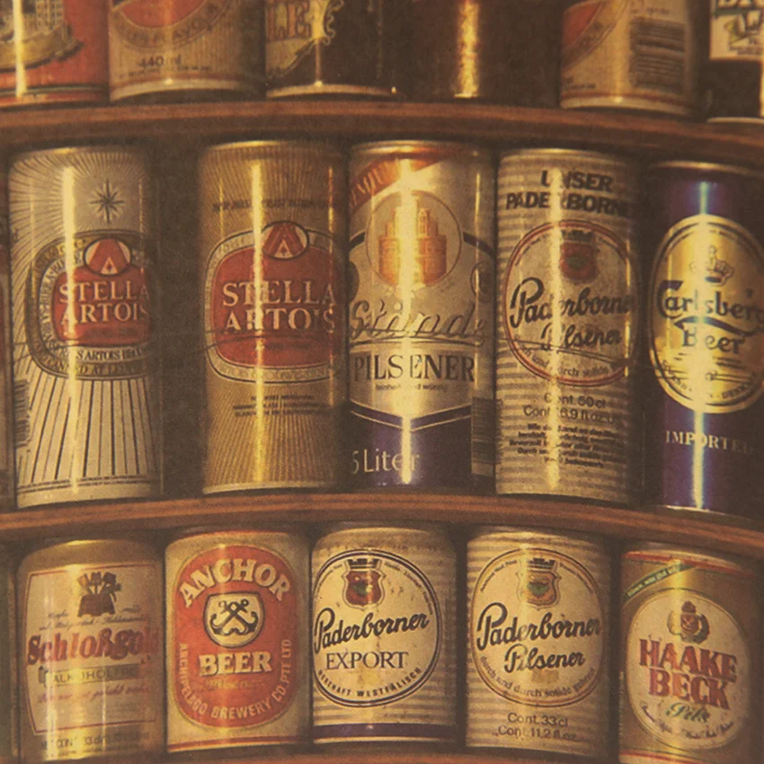 TIE LER Beer Encyclopedia of Graphic Evolutionary History Bar Counter Adornment Kitchen Retro Poster Wall Sticker 51.5X36cm
