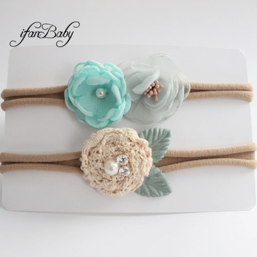 kids girl fabric flower headband nylon headband (16)