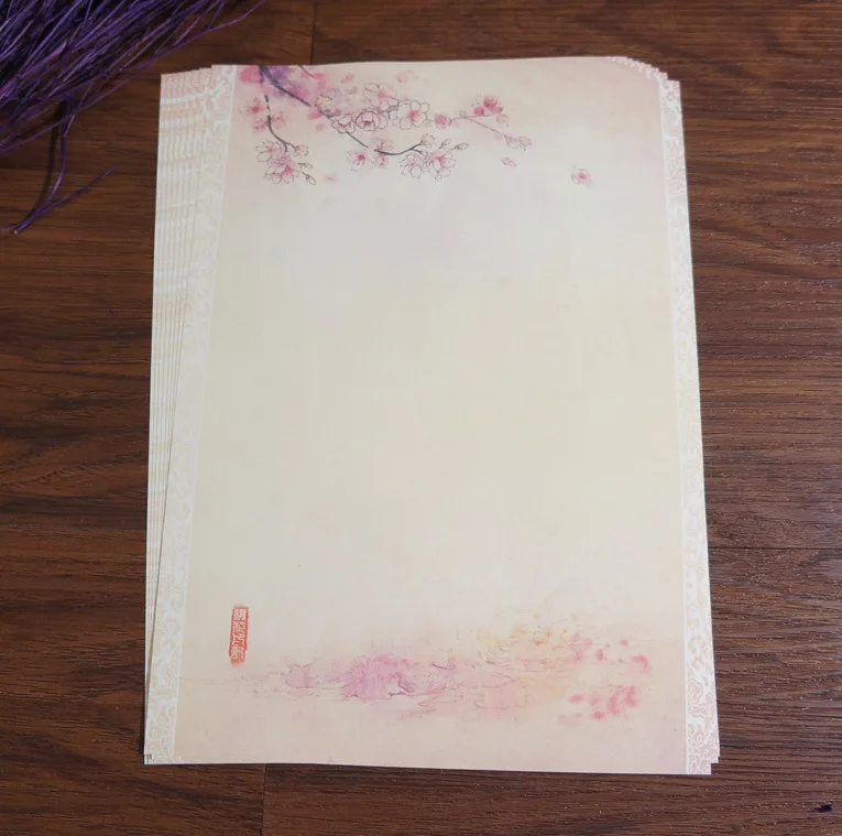 80pcs paper letter set Chinese style Souvenirs gifts writing vintage retro ancient Ink painting Sakura flower storage