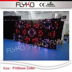 P100mm светодиодный дисплей Фон Мягкого Гибкого 2x4 м видео занавес дешевые дискотека светодиодные красочные занавес