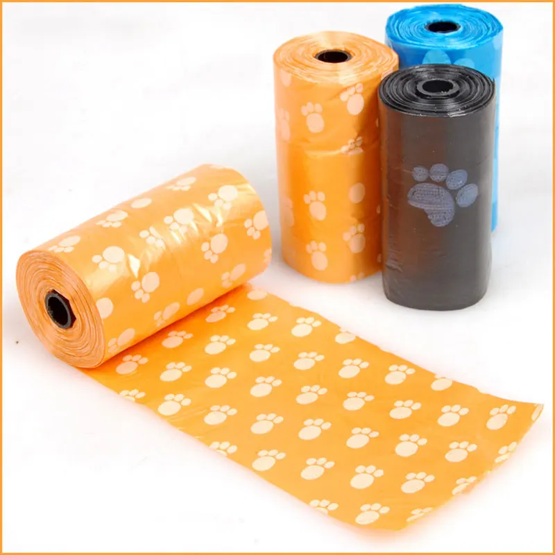 3 Rolls=60pcs Dog Poop Bag Footprint Plastic Garbage Bags for Pet Dot
