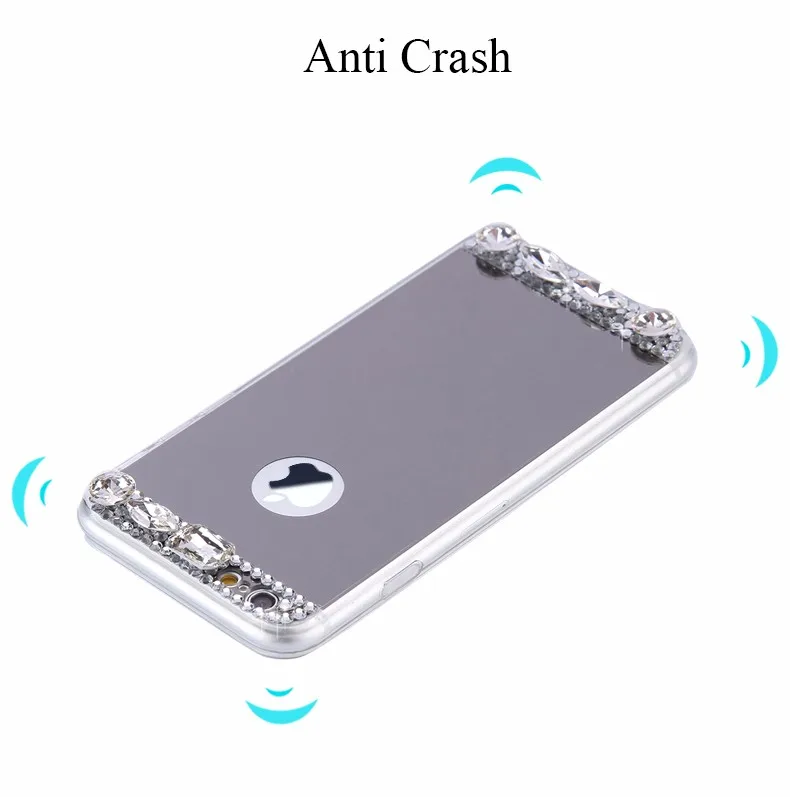 6S 7 Plus Luxury Diamond Glitter Mirror Case For Apple iPhone7 Plus 6 6s Plus 5 5S SE Dual Layer Bling TPU Slim Clear Back Cover (4)