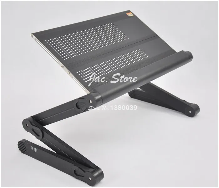 Light weight portable folding laptop table with adjusting height plastic joint three foldable legs each side full black color (4)